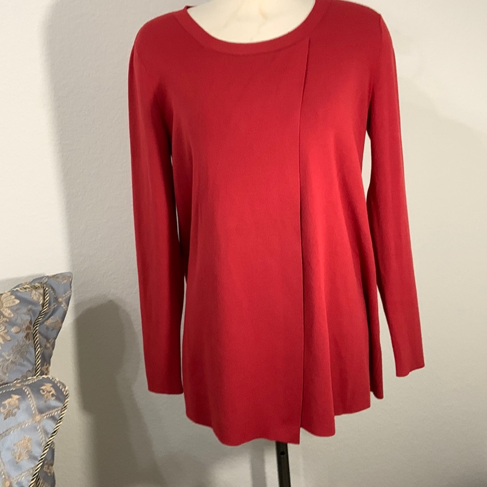 Lafayette 148 Red Crewneck Sweater Tunic